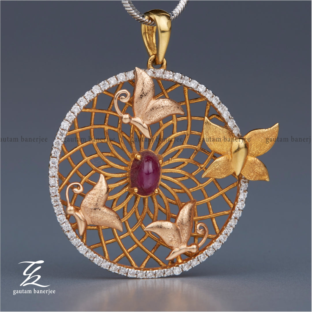 Goldhive Pave Butterfly Necklace 14k Yellow Gold | Blue Ruby Jewellery,  Canada